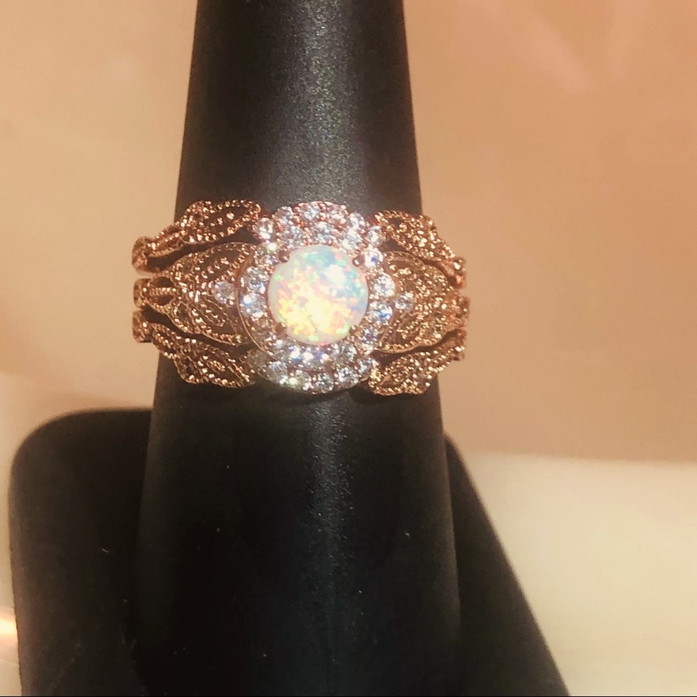 Gorgeous Opal and RoseGold Trio Wedding Set.